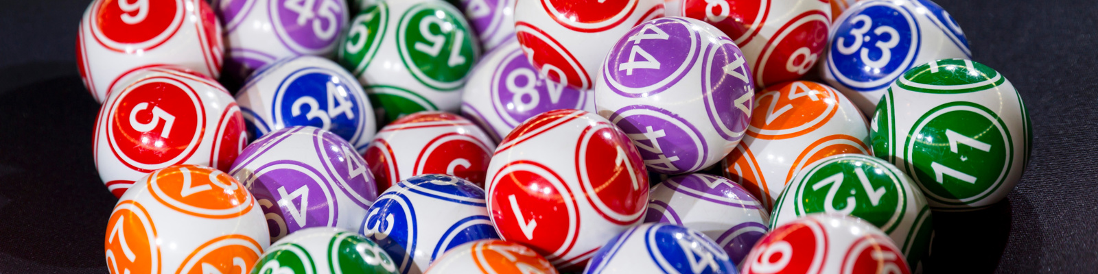 Colourful lottery balls with numbers on them